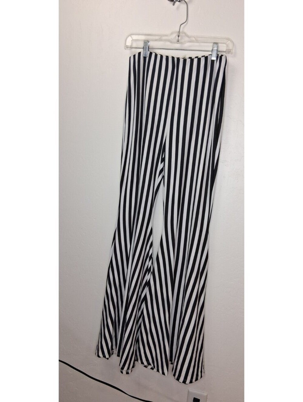 Andree By Unit Black White Striped Bell Bottom Flare Pants Goth Beetlejuice  M